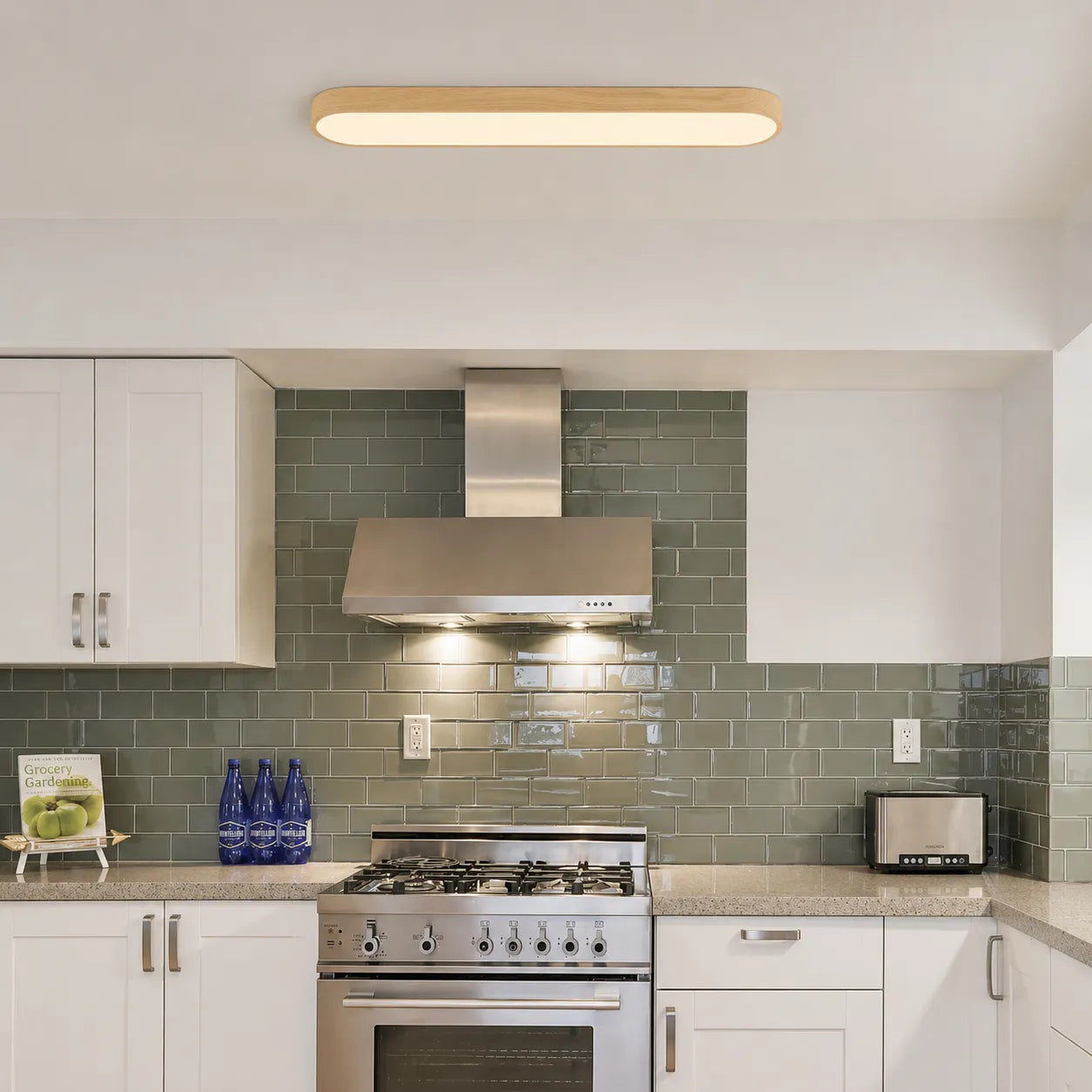 Nordic Oval LED Ceiling Light with Wood Accent