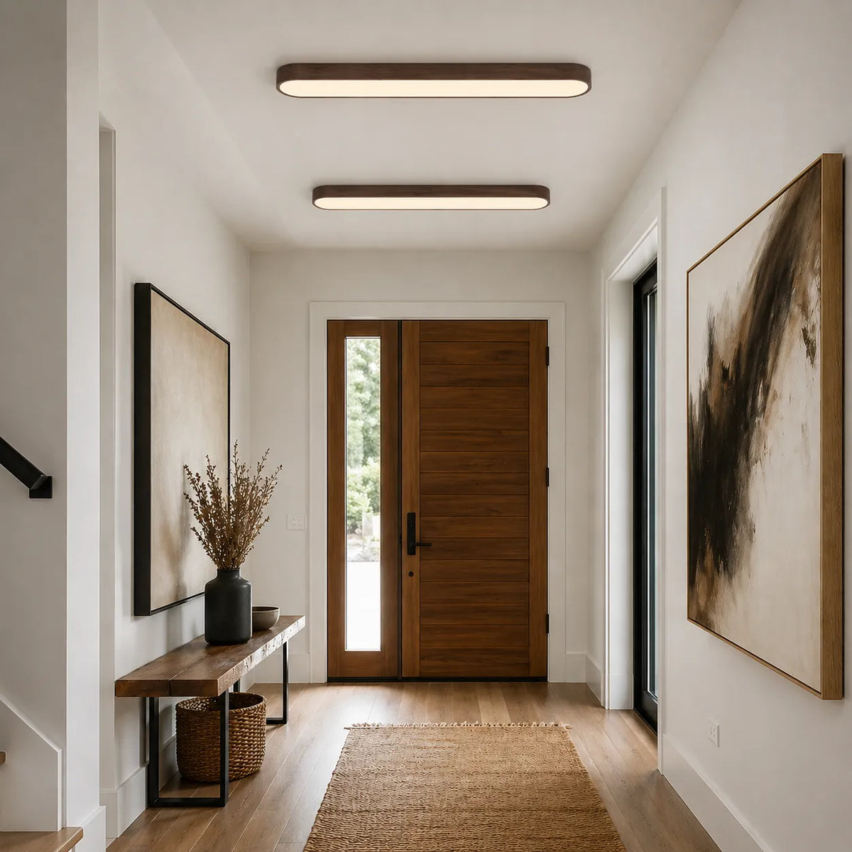 Dimitri Nordic Oval Wood-Grain LED Ceiling Light