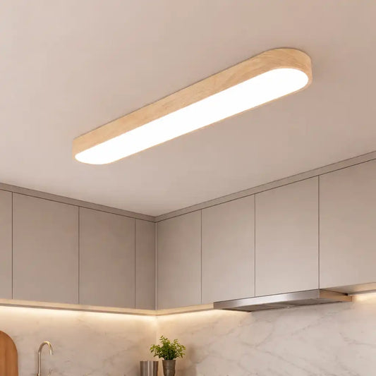 Nordic Oval LED Ceiling Light with Wood Accent