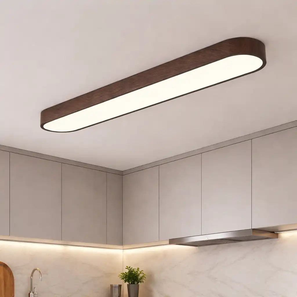 Dimitri Nordic Oval Wood-Grain LED Ceiling Light