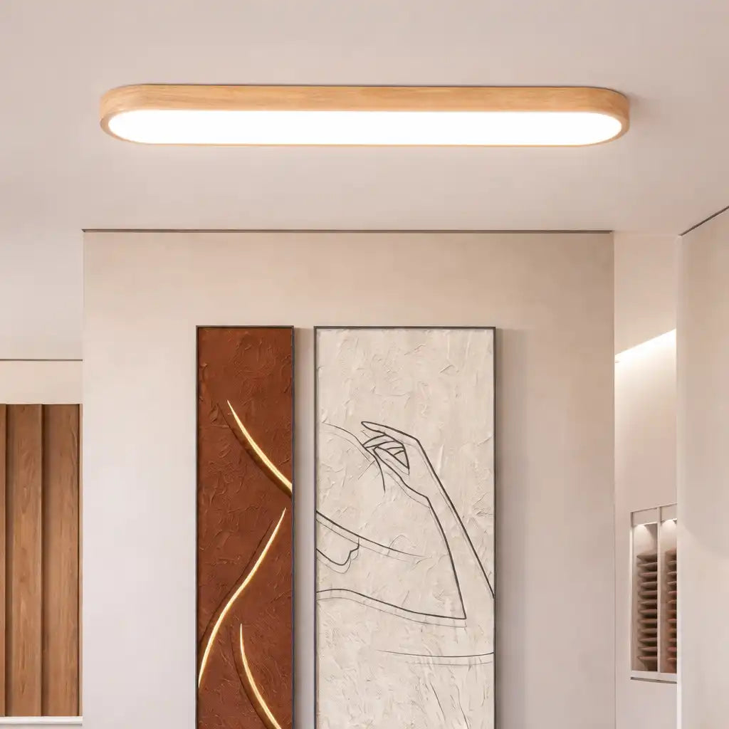 Dimitri Nordic Oval Wood-Grain LED Ceiling Light