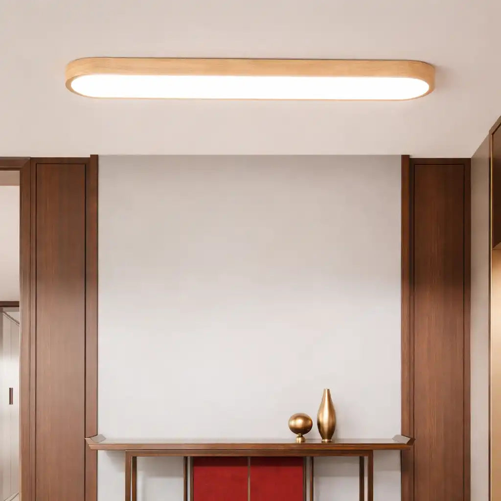 Dimitri Nordic Oval Wood-Grain LED Ceiling Light