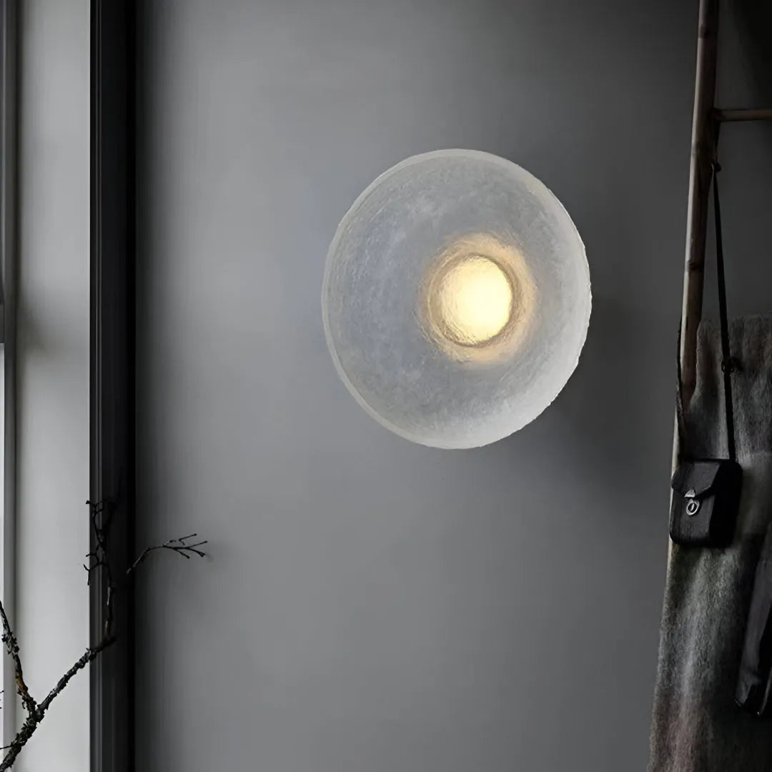 Avara Nordic Textured Resin Round LED Wall Light