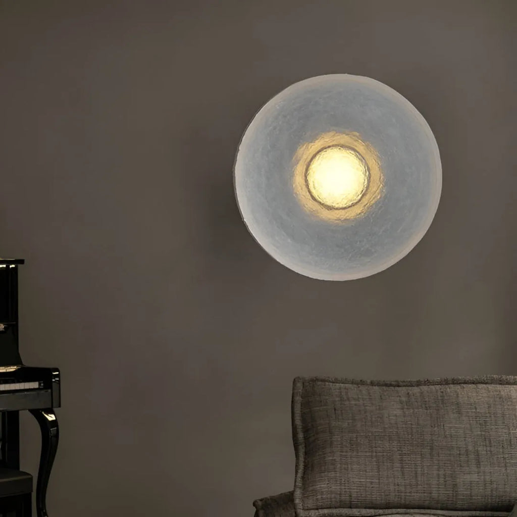 Avara Nordic Textured Resin Round LED Wall Light
