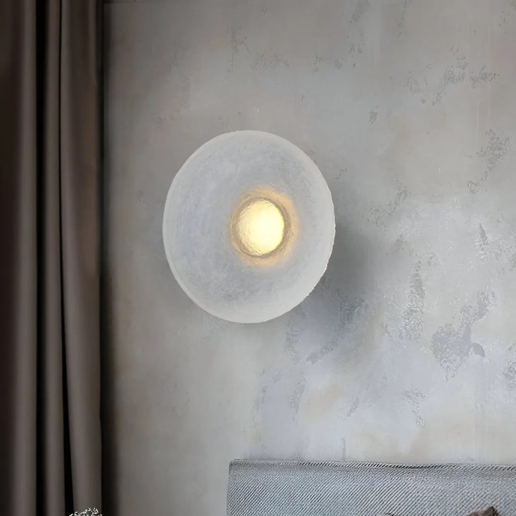 Avara Nordic Textured Resin Round LED Wall Light