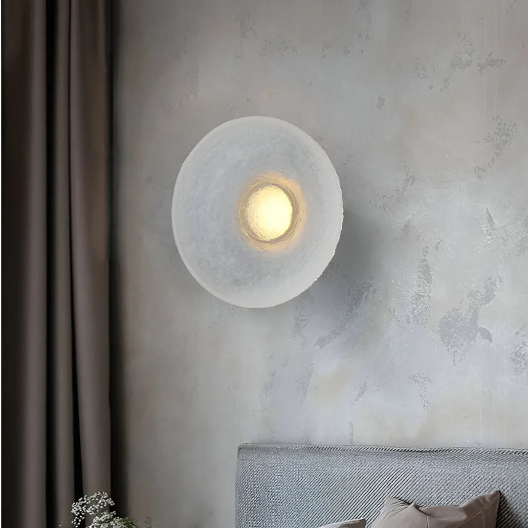 Avara Nordic Textured Resin Round LED Wall Light