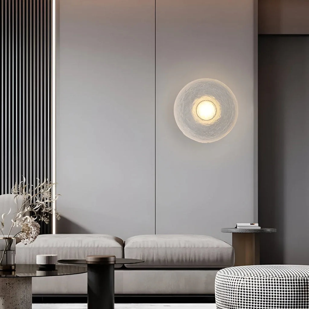 Avara Nordic Textured Resin Round LED Wall Light
