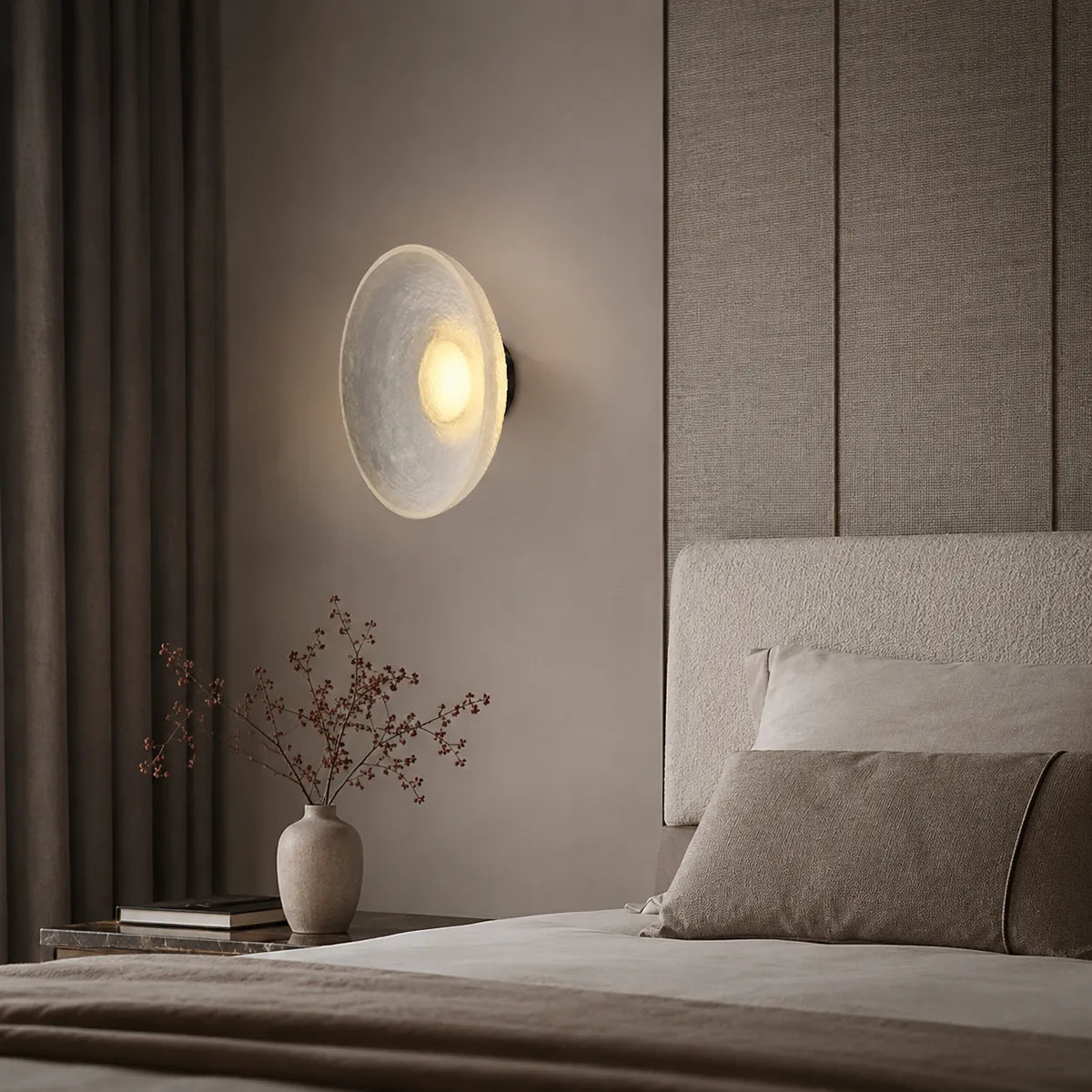 Avara Nordic Textured Resin Round LED Wall Light