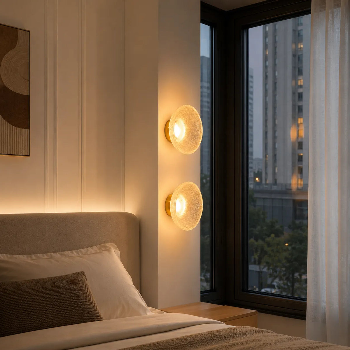 Avara Nordic Textured Resin Round LED Wall Light