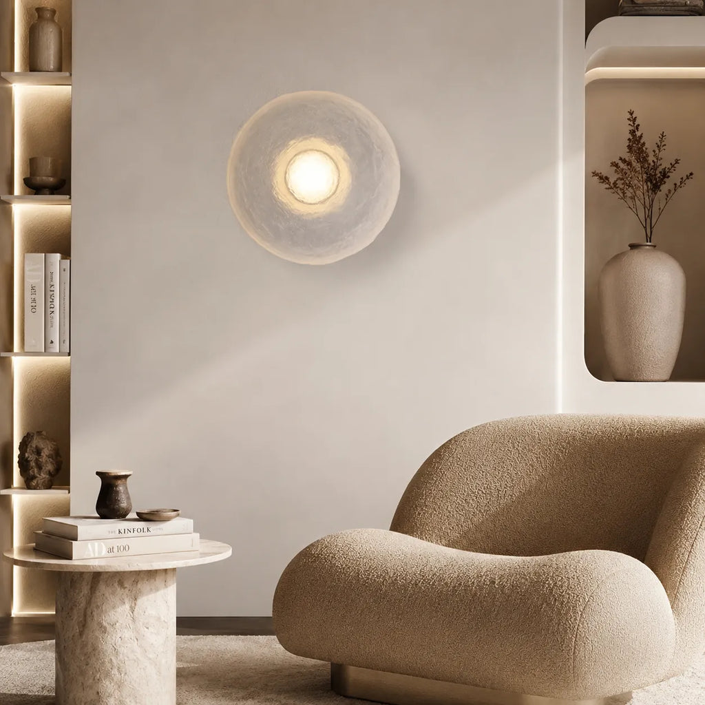 Avara Nordic Textured Resin Round LED Wall Light