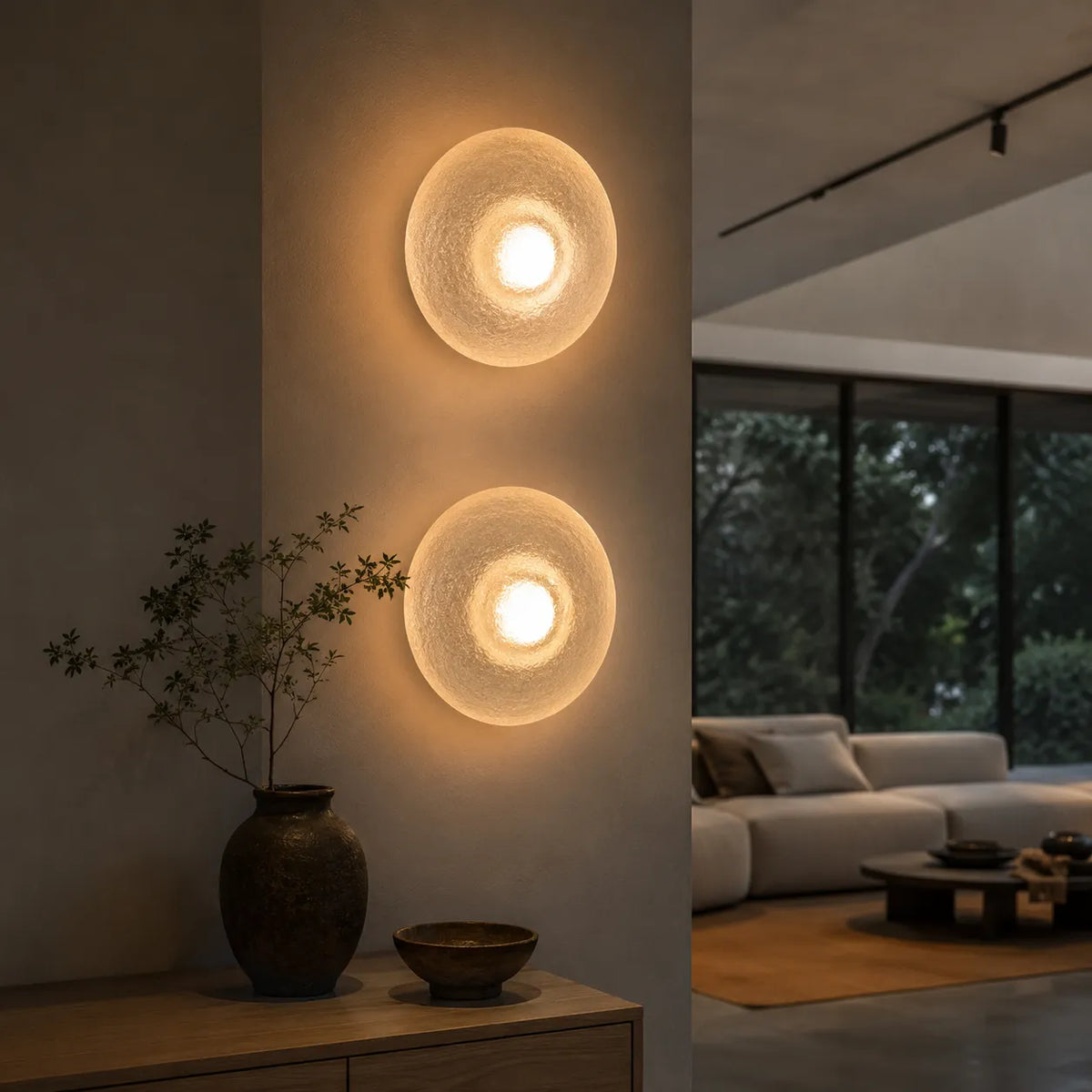 Avara Nordic Textured Resin Round LED Wall Light