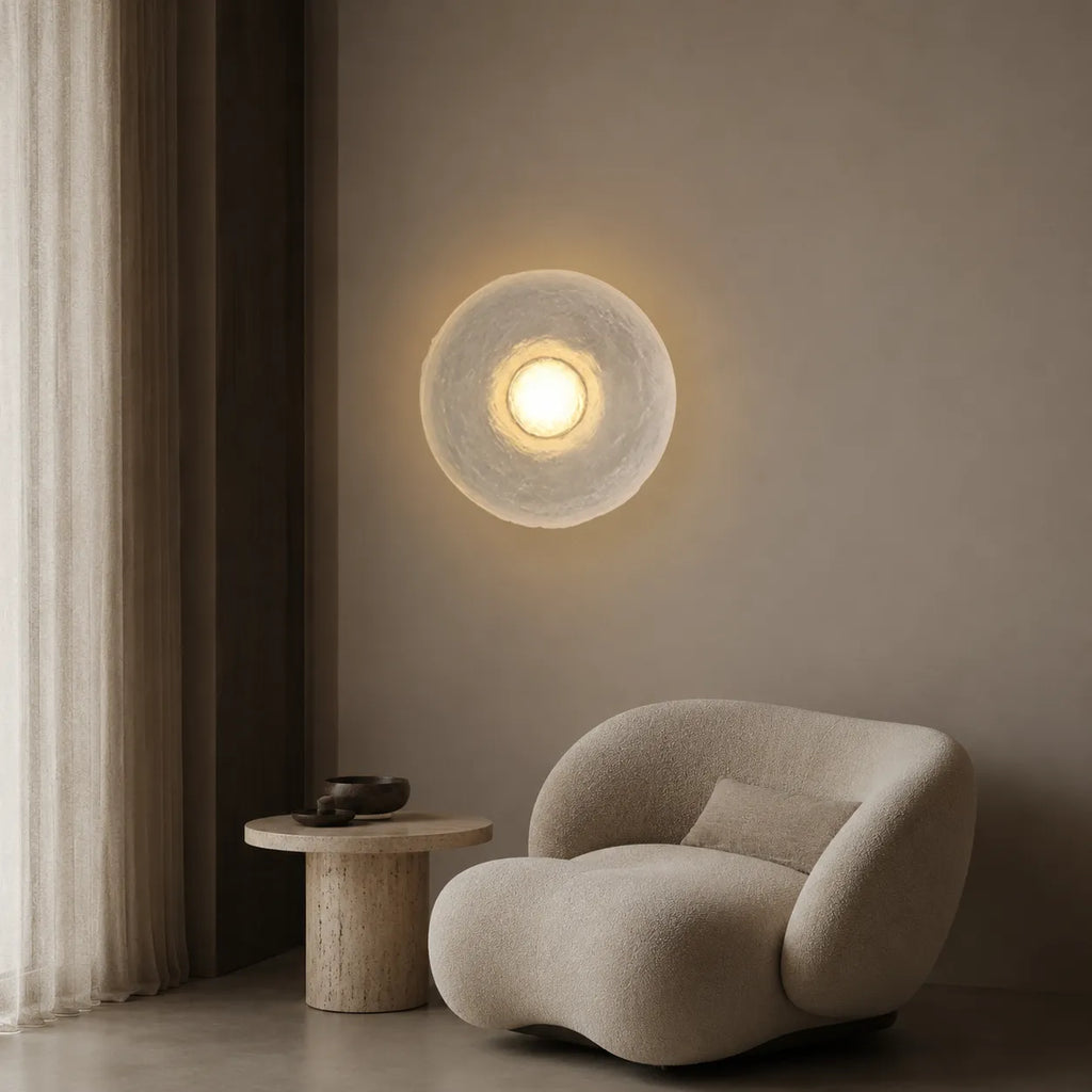 Avara Nordic Textured Resin Round LED Wall Light