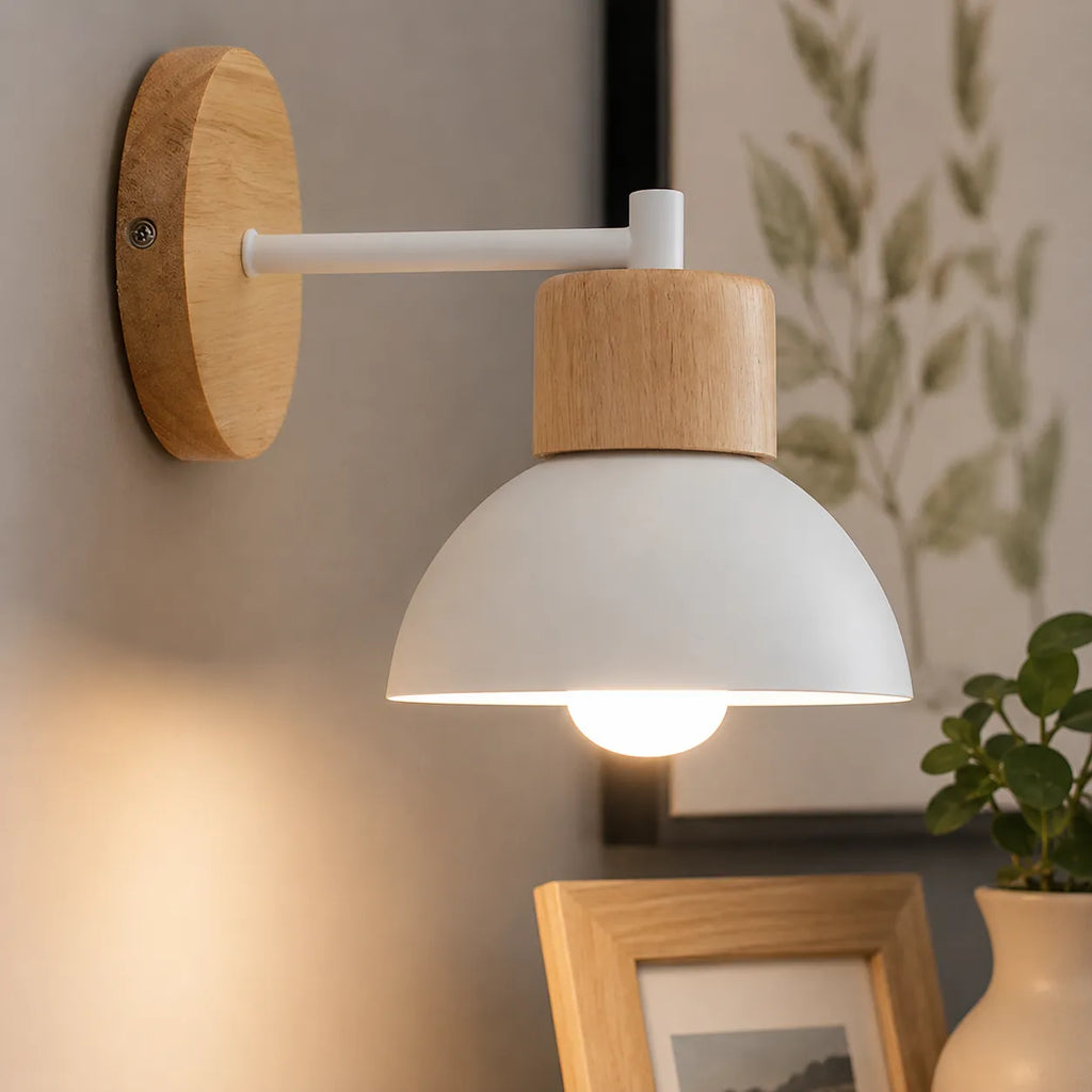Celine Nordic Natural Wood & Iron Wall Light