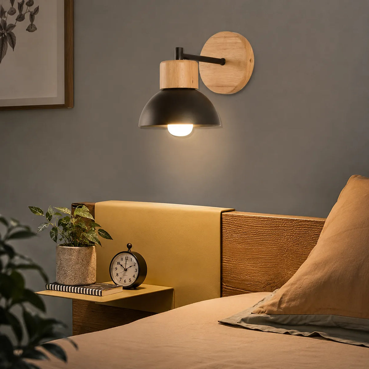Celine Nordic Natural Wood & Iron Wall Light
