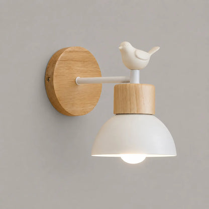 Nordic Wood Accent Iron LED Wall Sconce Light