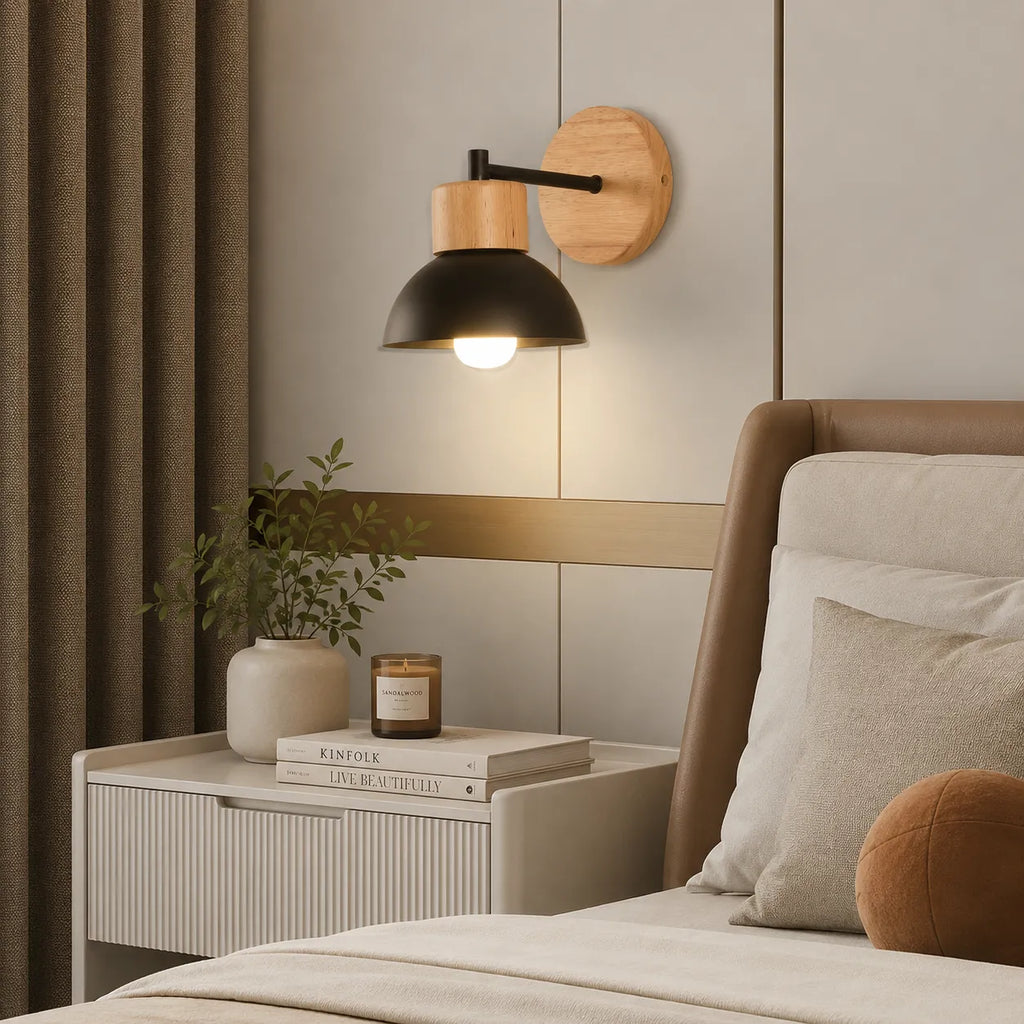 Celine Nordic Natural Wood & Iron Wall Light