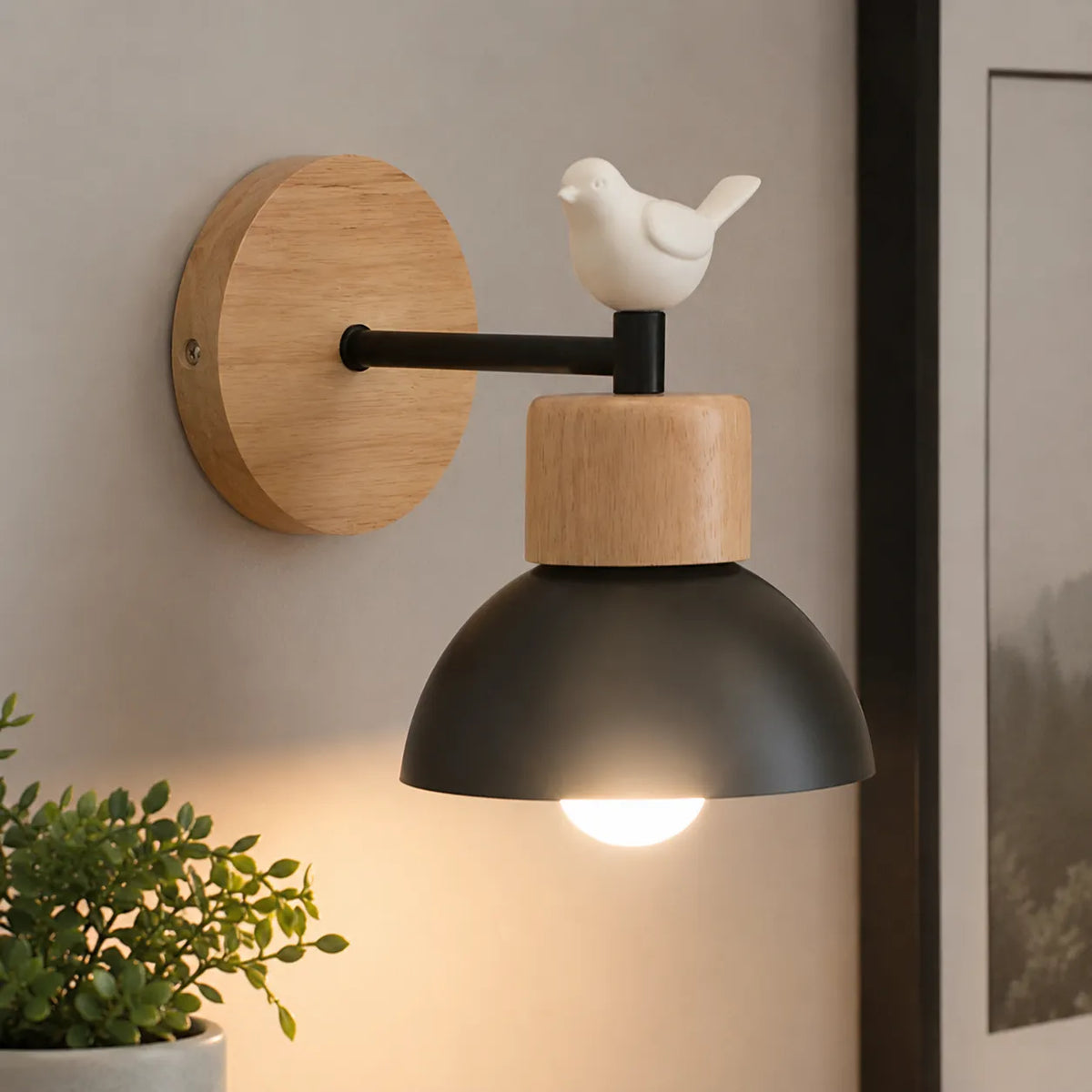 Celine Nordic Natural Wood & Iron Wall Light