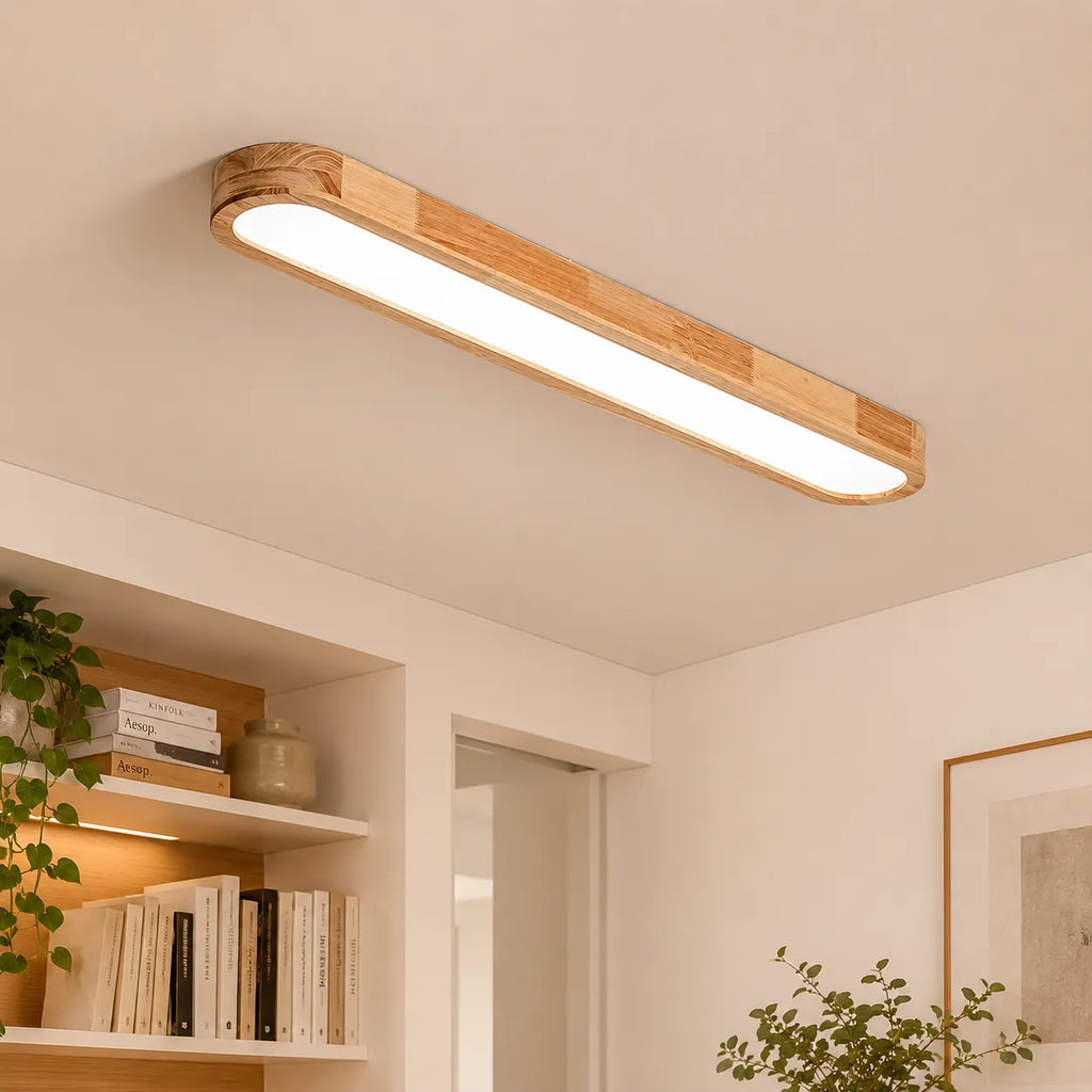 Wallis Nordic Wood Accent Linear LED Ceiling Light