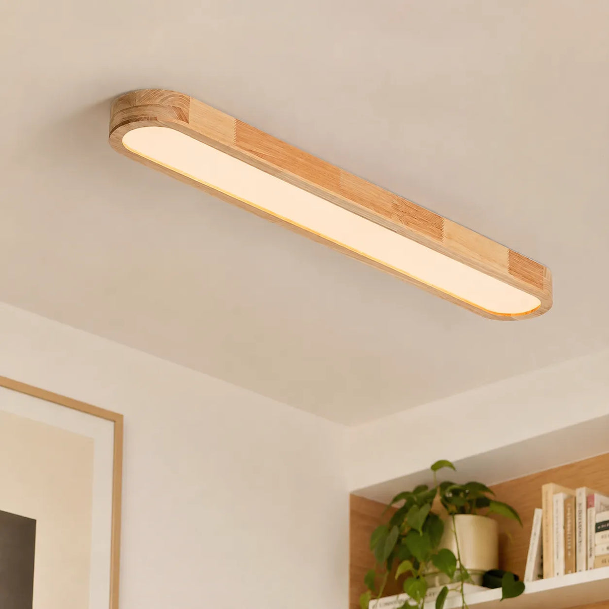 Wallis Nordic Wood Accent Linear LED Ceiling Light
