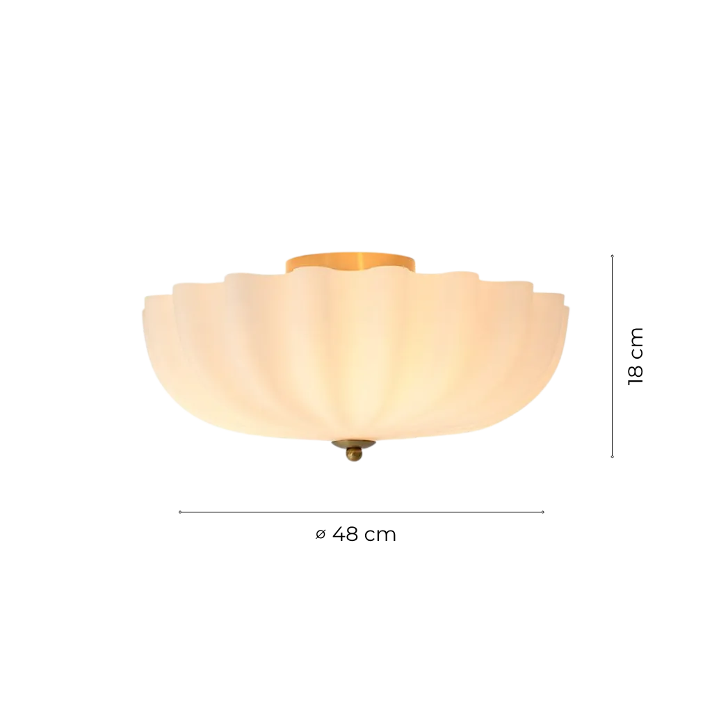 Nordic 3-Light Scalloped Glass Semi Flush Light