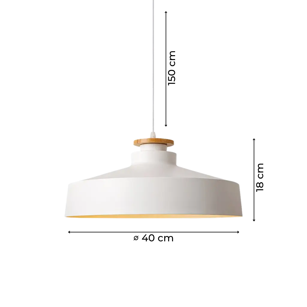 Nordic Dome Pendant Light with Wooden Accent Detail