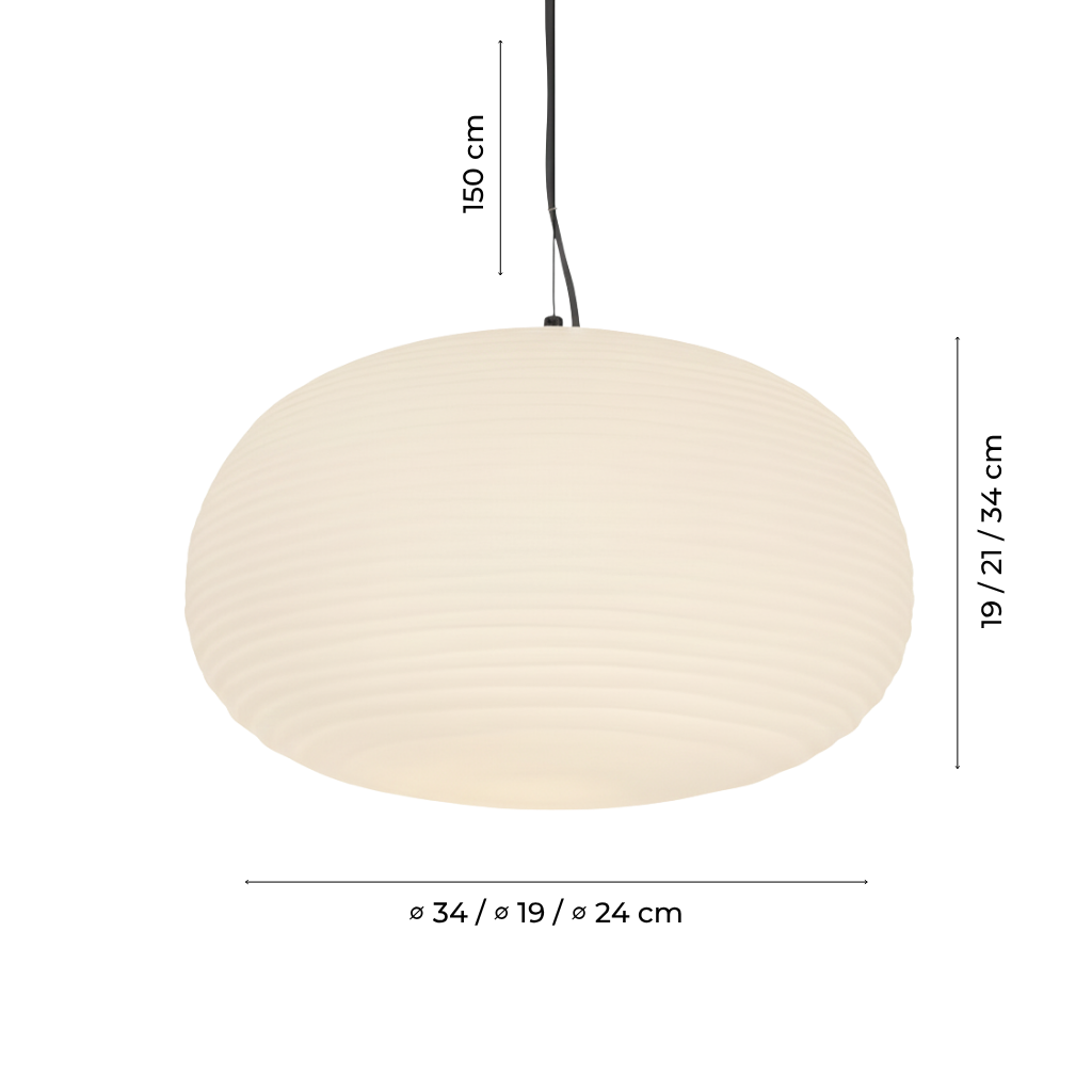 Nordic Modern Ribbed Opal White Globe Glass Pendant Light