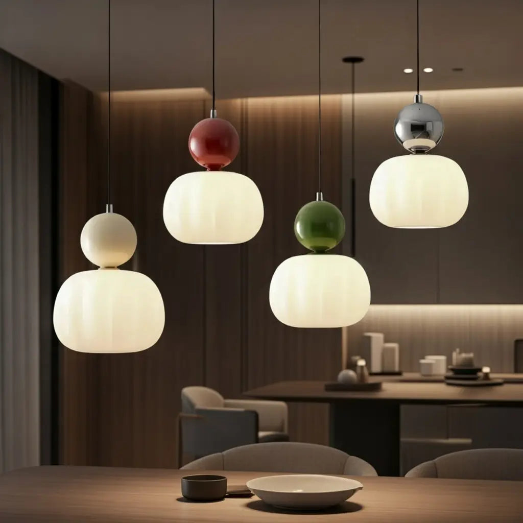 Opaline Bauhaus Ribbed Acrylic Pendant Light