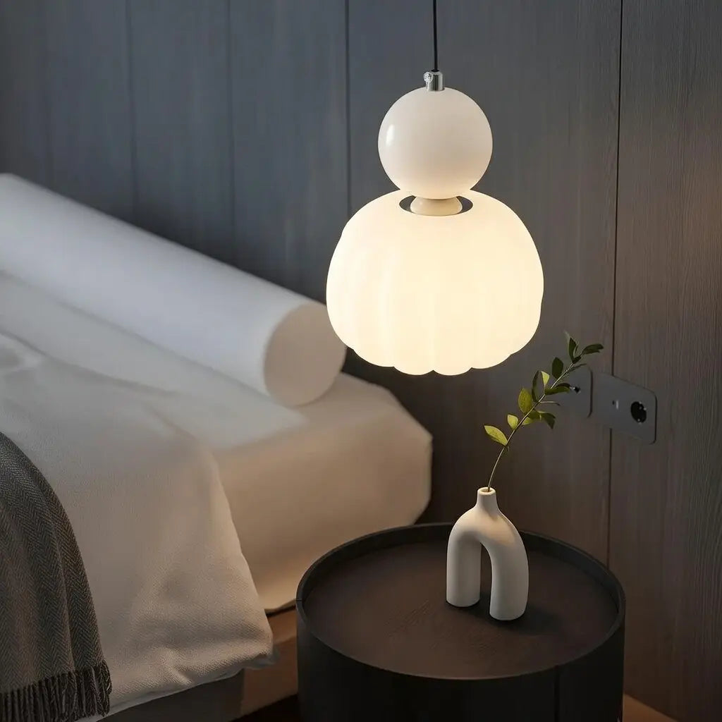 Opaline Bauhaus Ribbed Acrylic Pendant Light