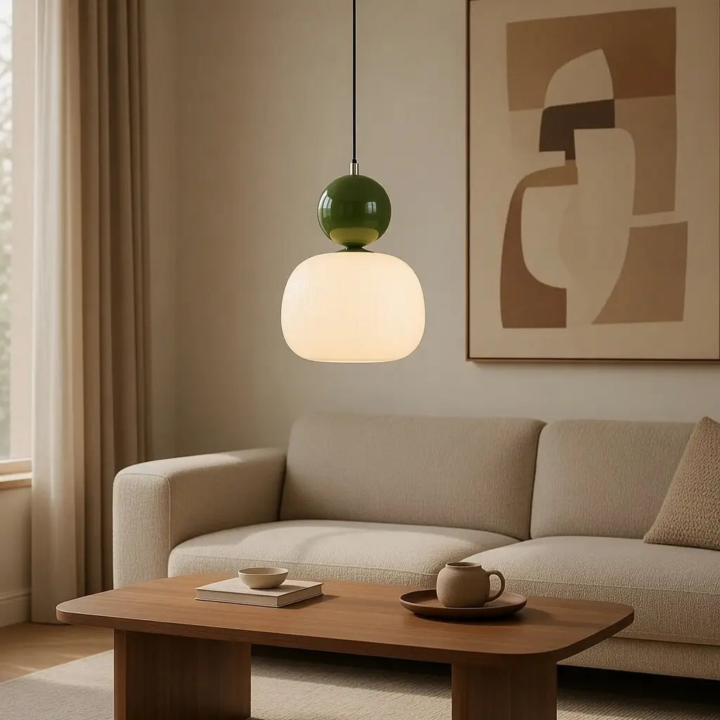 Opaline Bauhaus Ribbed Acrylic Pendant Light