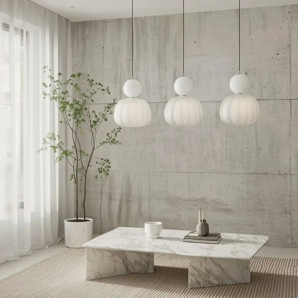 Opaline Bauhaus Ribbed Acrylic Pendant Light
