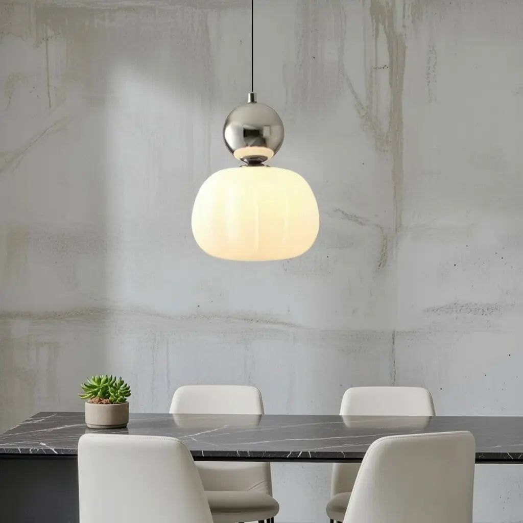 Opaline Bauhaus Ribbed Acrylic Pendant Light
