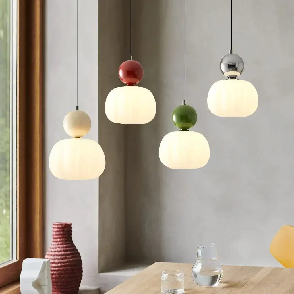 Opaline Bauhaus Ribbed Acrylic Pendant Light