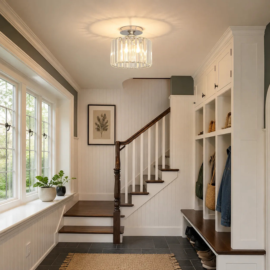 Orb Modern Crystal Semi-Flush Ceiling Light