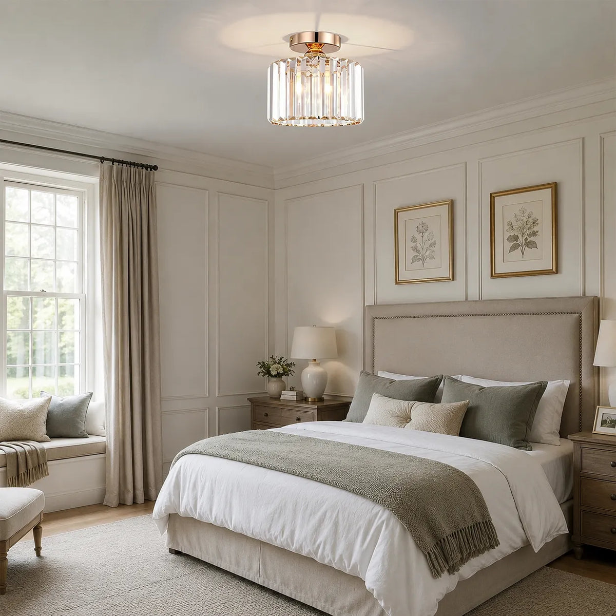Orb Modern Crystal Semi-Flush Ceiling Light