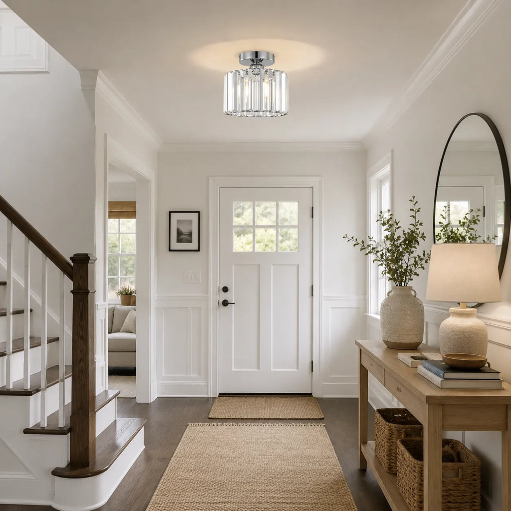 Orb Modern Crystal Semi-Flush Ceiling Light