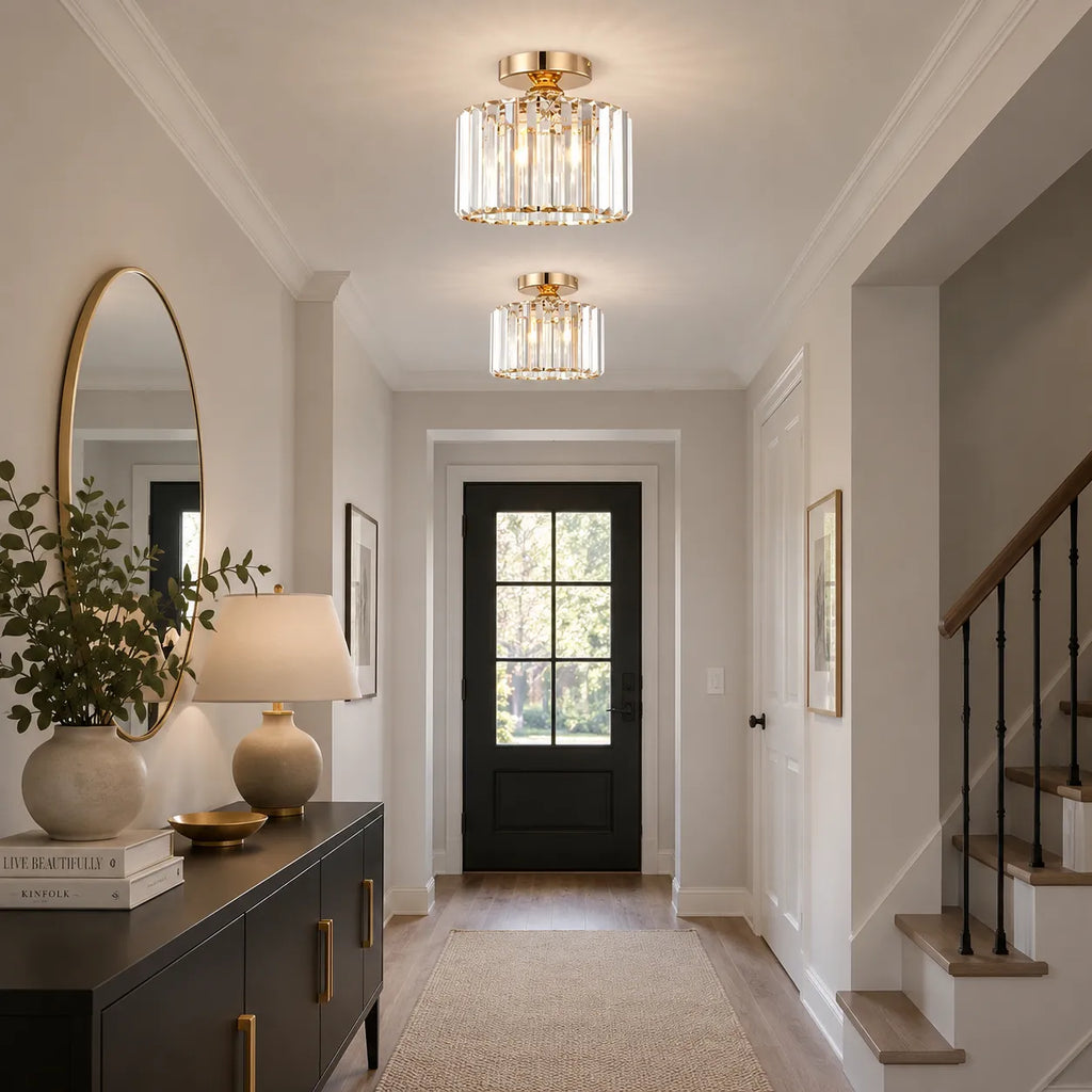 Orb Modern Crystal Semi-Flush Ceiling Light