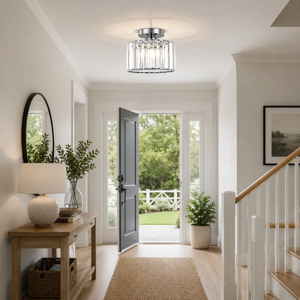 Orb Modern Crystal Semi-Flush Ceiling Light