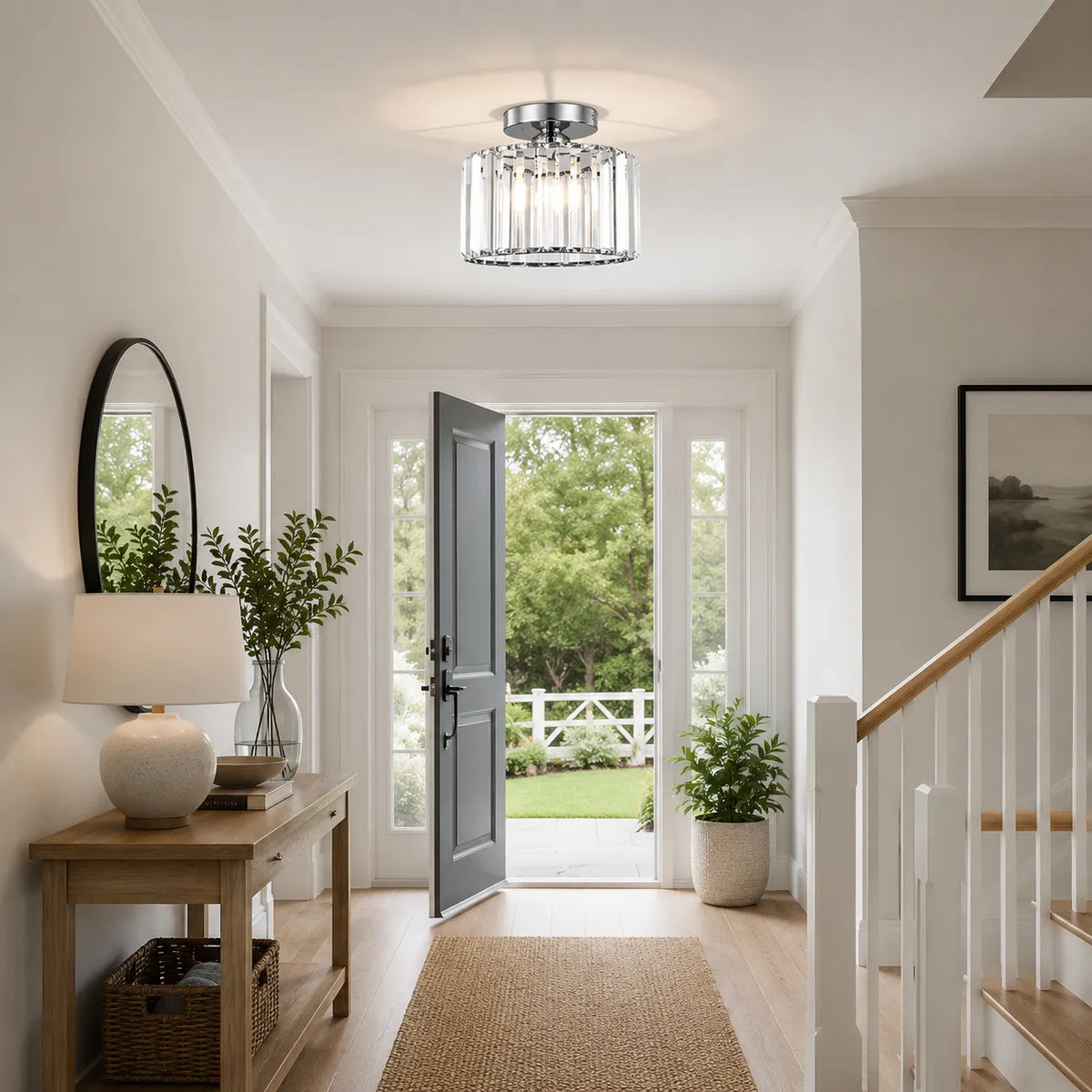 Orb Modern Crystal Semi-Flush Ceiling Light