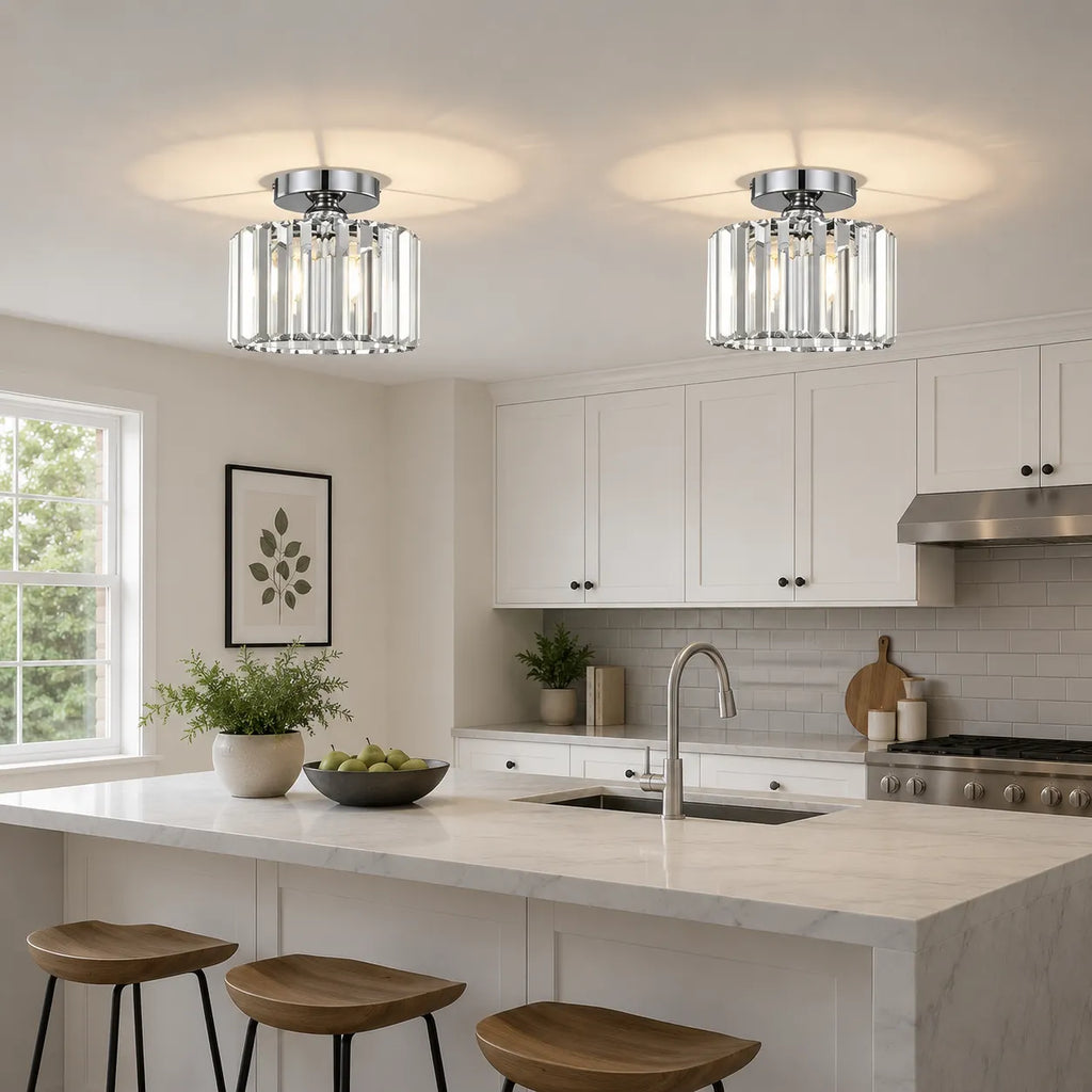 Orb Modern Crystal Semi-Flush Ceiling Light