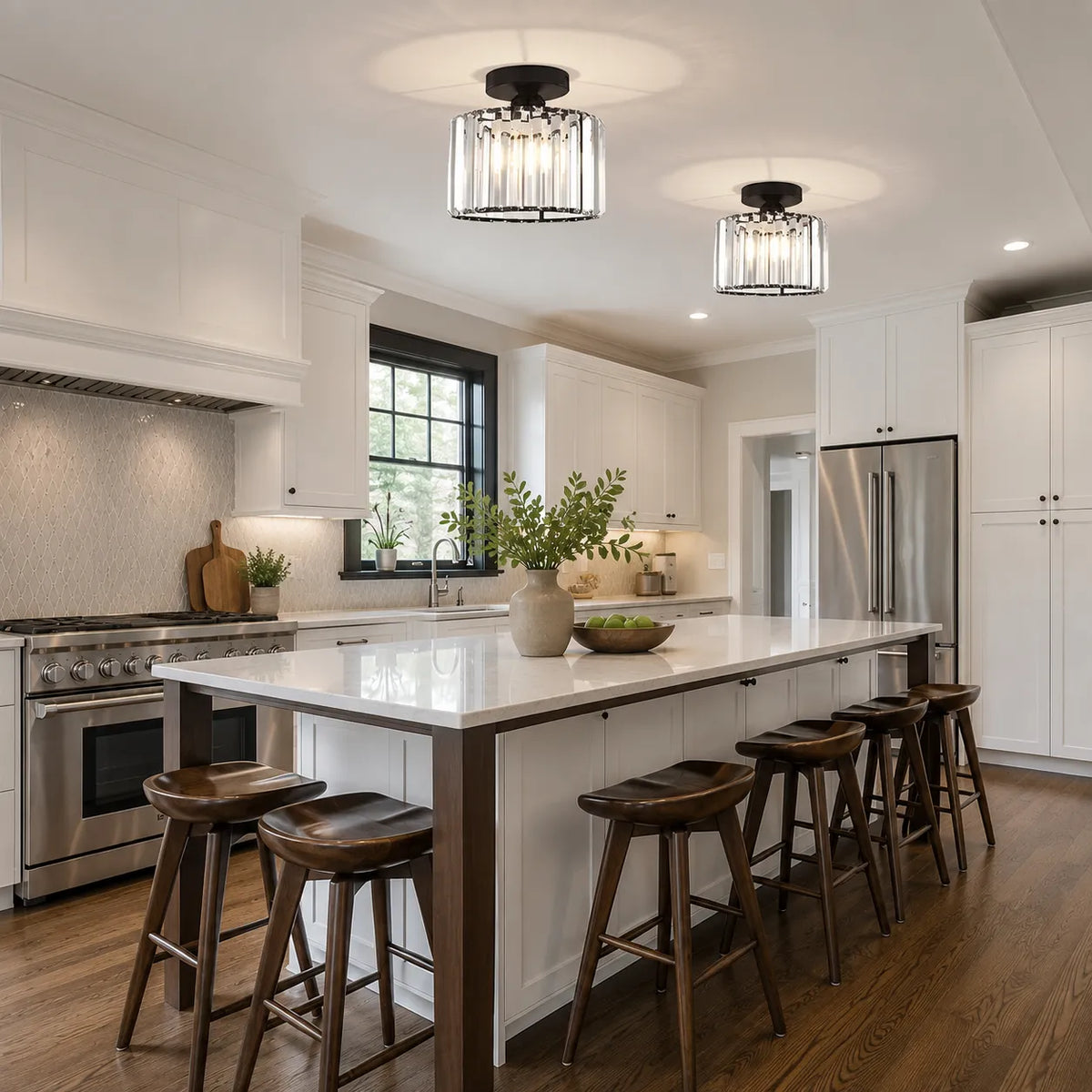 Orb Modern Crystal Semi-Flush Ceiling Light