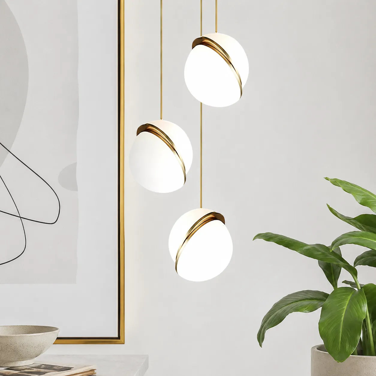 Orbit Modern Brass & Acrylic Globe Pendant Light
