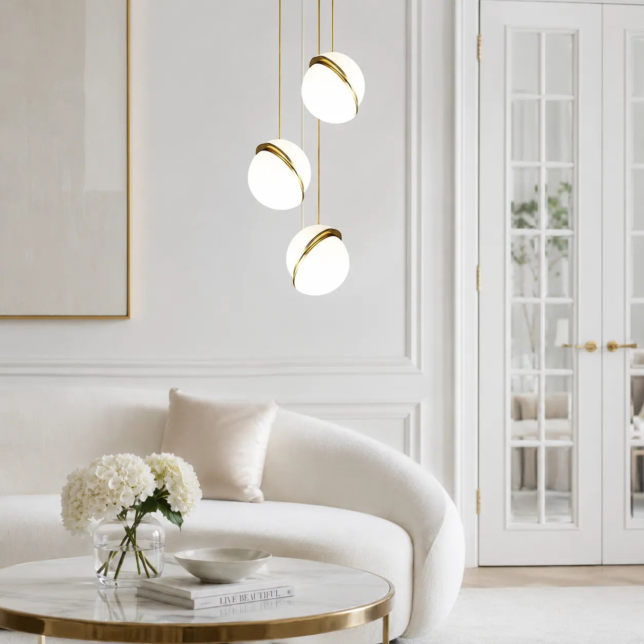 Orbit Modern Brass & Acrylic Globe Pendant Light