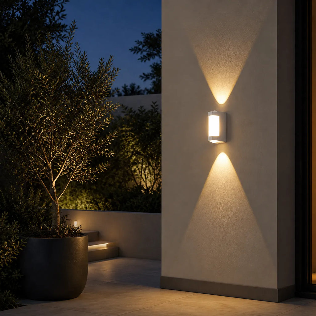 Oona Minimalist Frosted Acrylic Up & Down LED Outdoor Wall Light