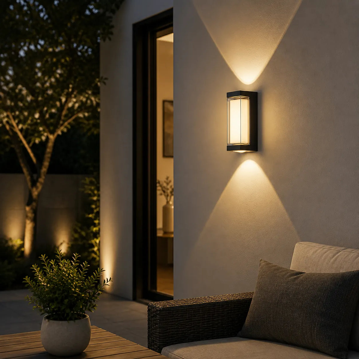 Oona Minimalist Frosted Acrylic Up & Down LED Outdoor Wall Light