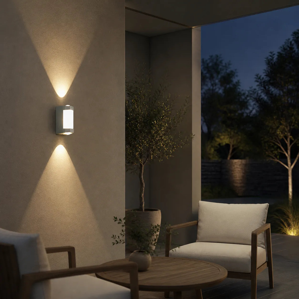 Oona Minimalist Frosted Acrylic Up & Down LED Outdoor Wall Light