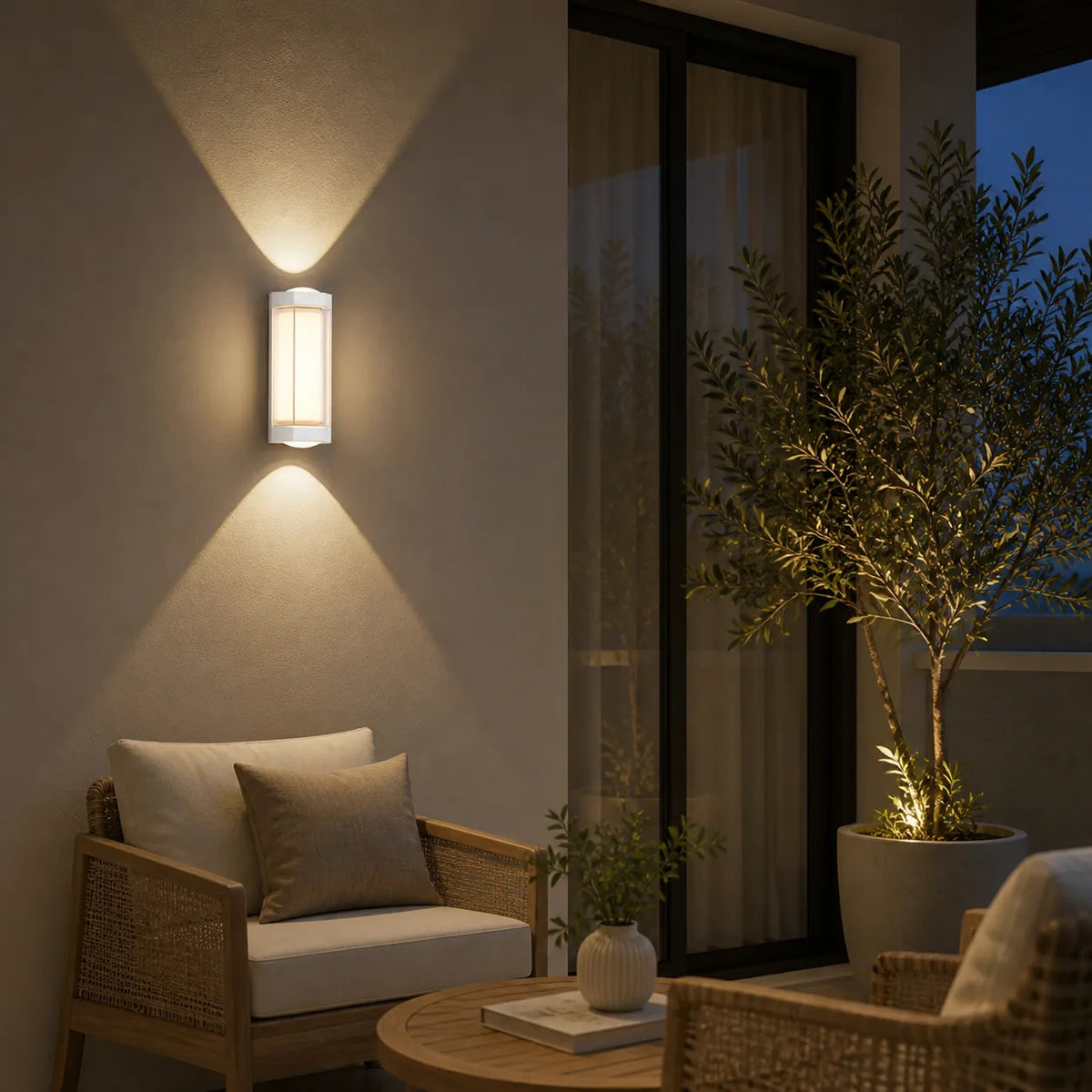 Oona Minimalist Frosted Acrylic Up & Down LED Outdoor Wall Light