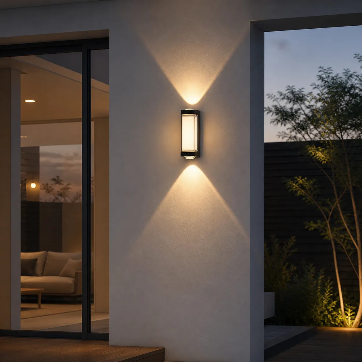 Oona Minimalist Frosted Acrylic Up & Down LED Outdoor Wall Light
