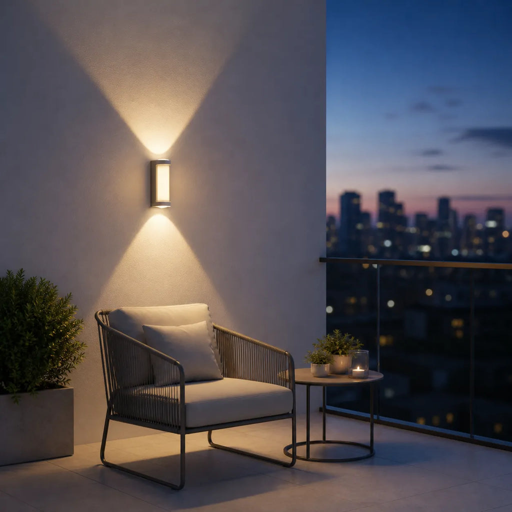Oona Minimalist Frosted Acrylic Up & Down LED Outdoor Wall Light