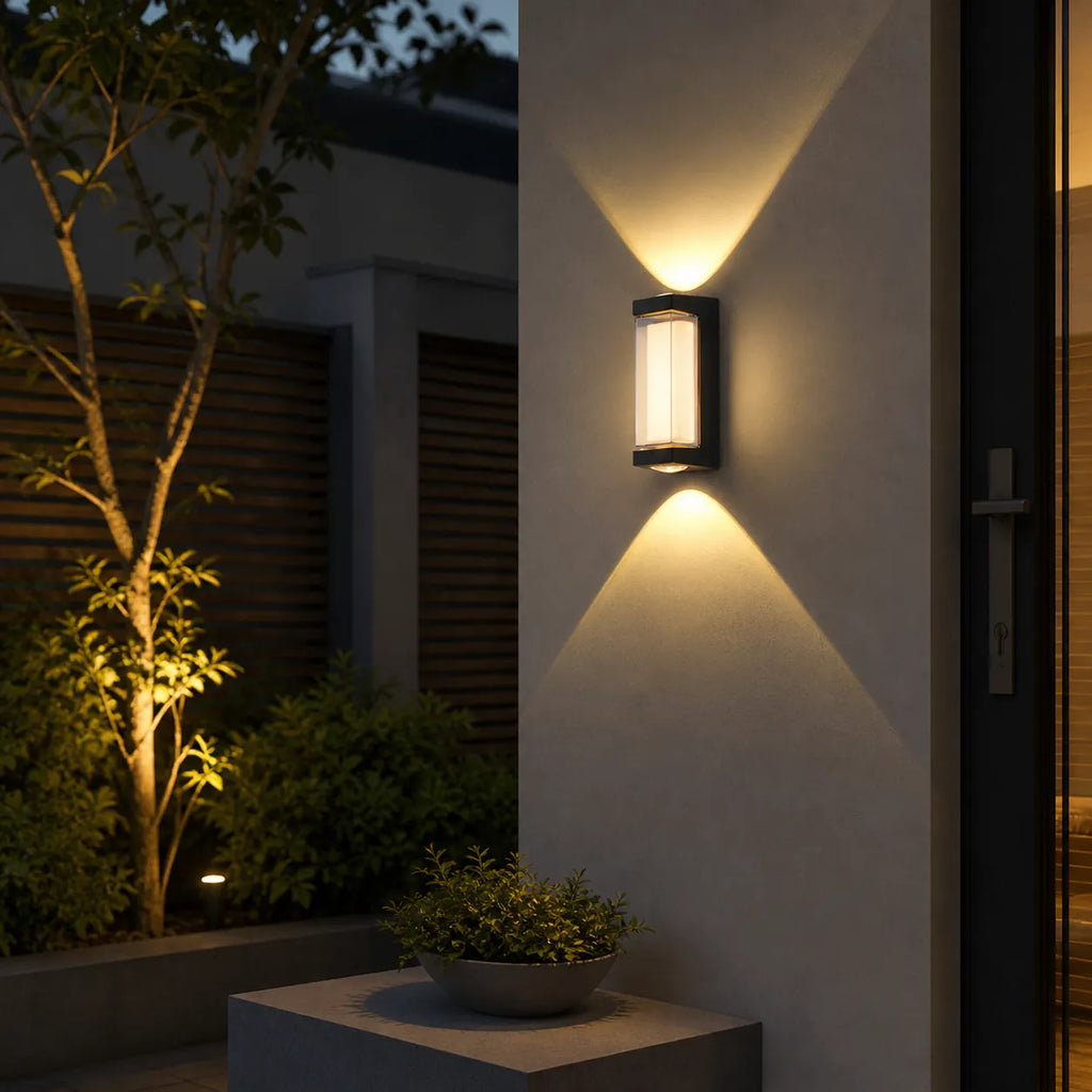 Oona Minimalist Frosted Acrylic Up & Down LED Outdoor Wall Light