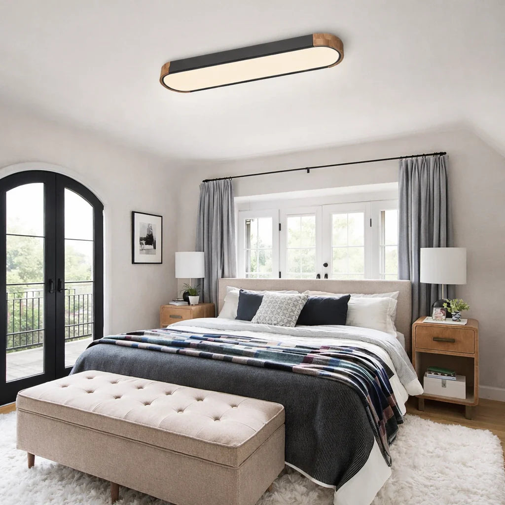 Lennox Modern Oval Wood Accent LED Flush Mount Ceiling Light